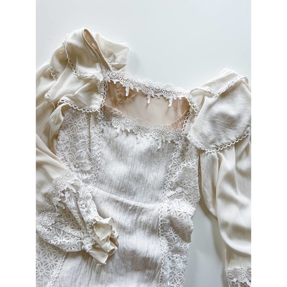 For Love‎ and Lemons Crema Silk Linen Dress in Off White Size Medium - Picture 7 of 10